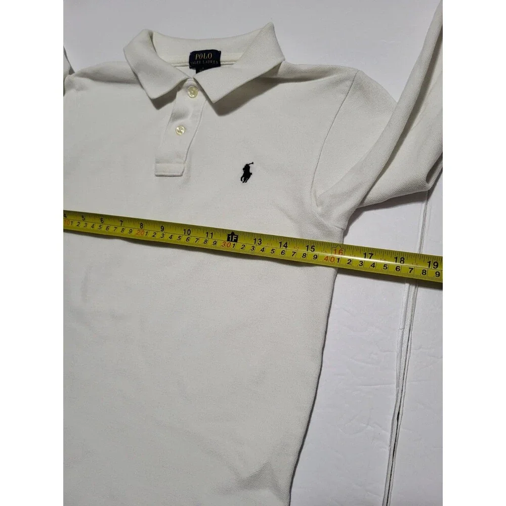 (#L4) Polo Ralph Lauren White Polo Long Sleeve Sz Youth Large (14-16l